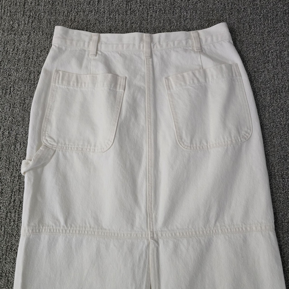 Madewell White Denim Utility Maxi Skirt NWT Fair Trade Cotton Size 28 - Picture 8 of 8